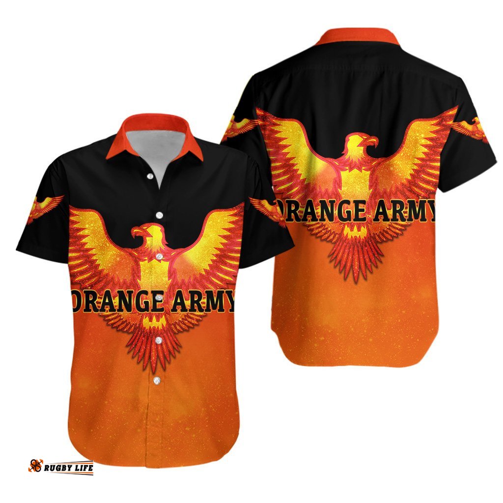 Sunrisers Hyderabad Orange Army Hawaiian Shirt Cricket Black Vibes Orange