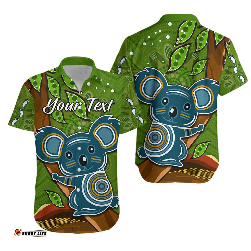 Custom Personalised Koala Climbing Tree Hawaiian Shirt Aboriginal Aussie