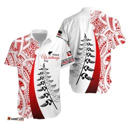 Waitangi Day Hawaiian Shirt Maori Mix Fern Style White