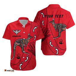 Custom Personalised Bombers Indigenous Hawaiian Shirt Essendon for Life