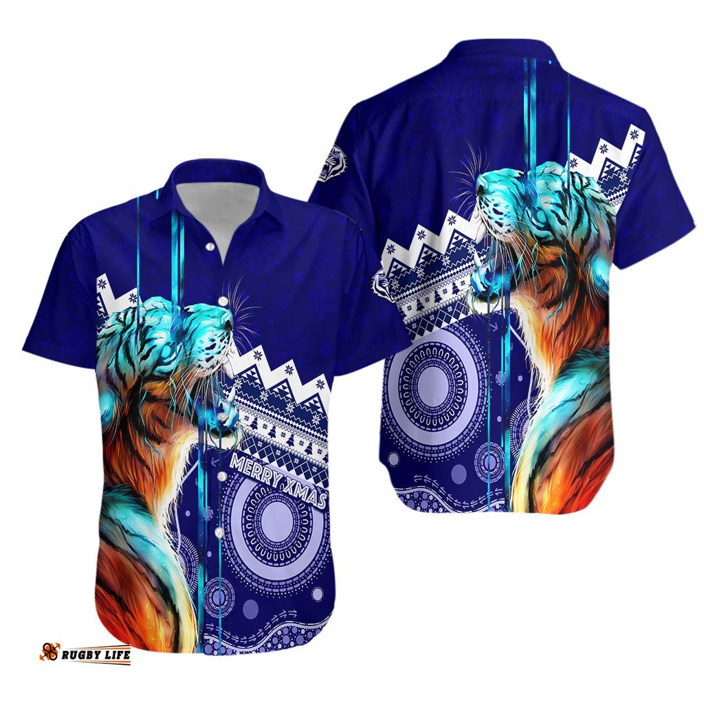 Christmas Graphic Tiger Aboriginal Dot Art Hawaiian Shirt