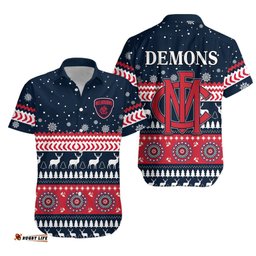 Demons Christmas Hawaiian Shirt Indigenous Melbourne Football