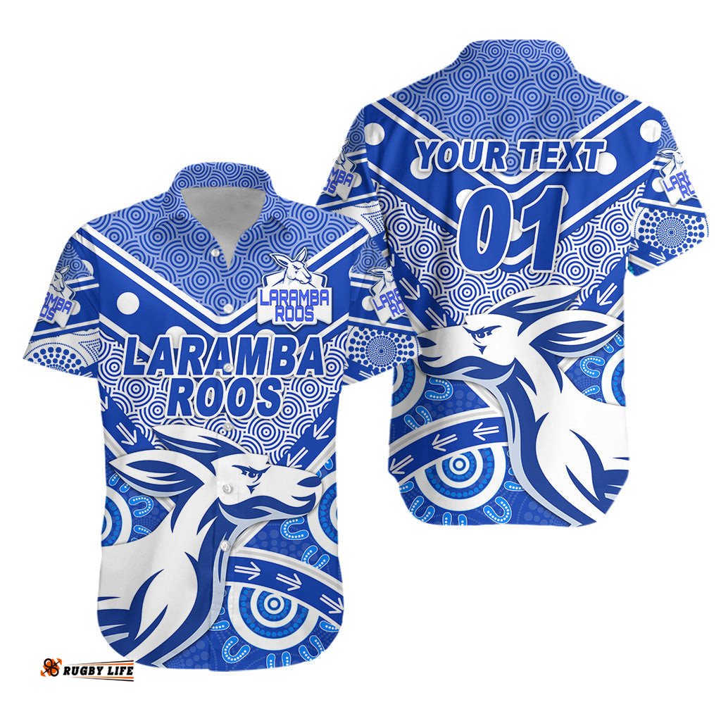 Custom Personalised Laramba Roos Football Club Hawaiian Shirt Kangaroos Indigenous Style, Custom Text And Number