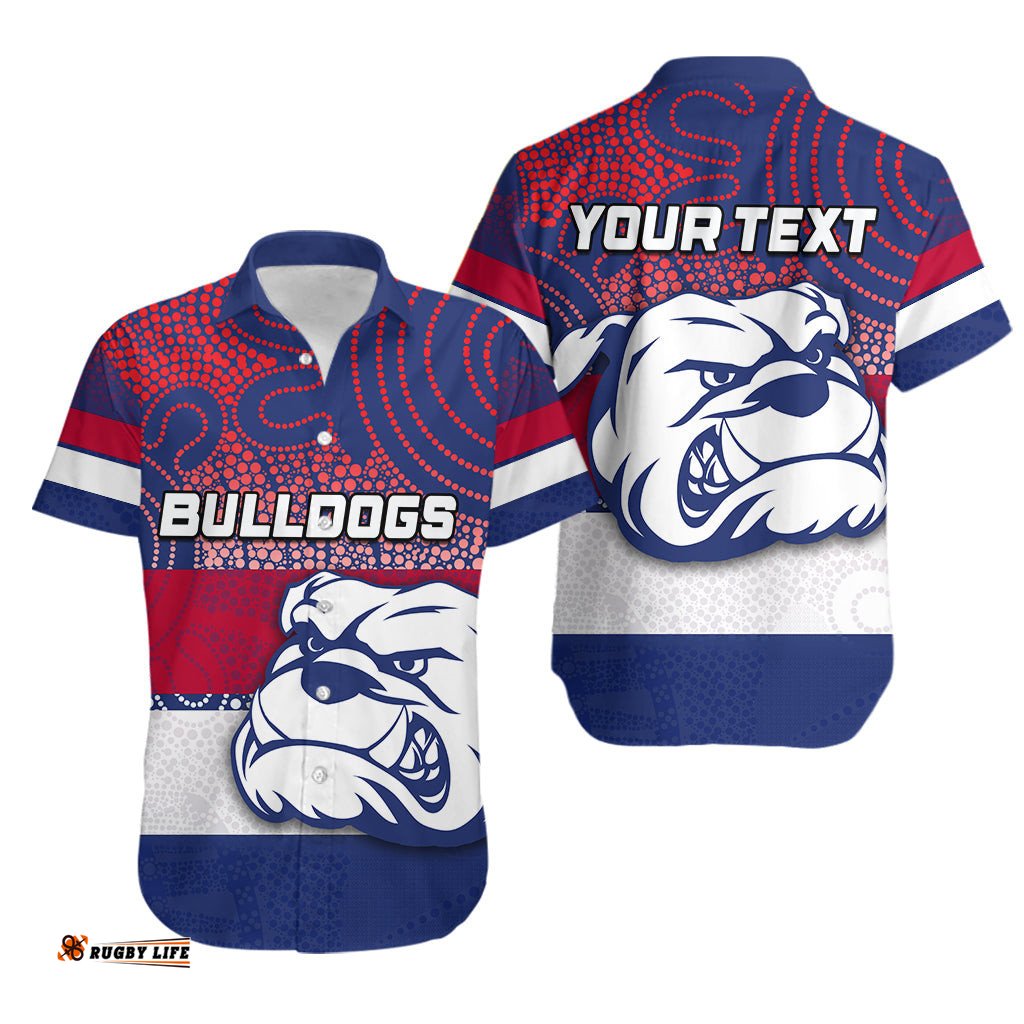 Custom Personalised Western Bulldogs Hawaiian Shirt Aboriginal Patterns
