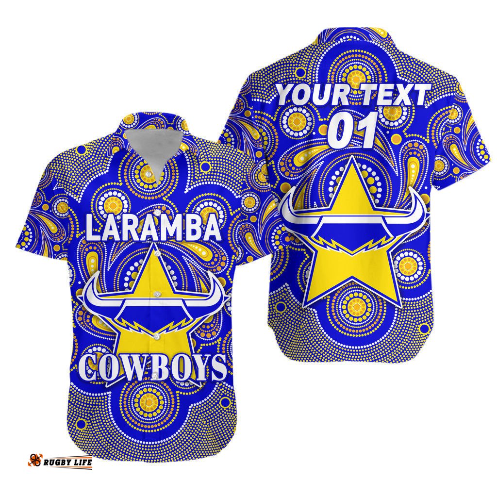 Custom Personalised Laramba Cowboys Football Club Hawaiian Shirt Indigenous Vibes, Custom Text And Number