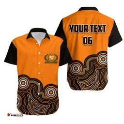 Custom Personalised And Number Perth Scorchers Hawaiian Shirt Cricket Aboriginal Style