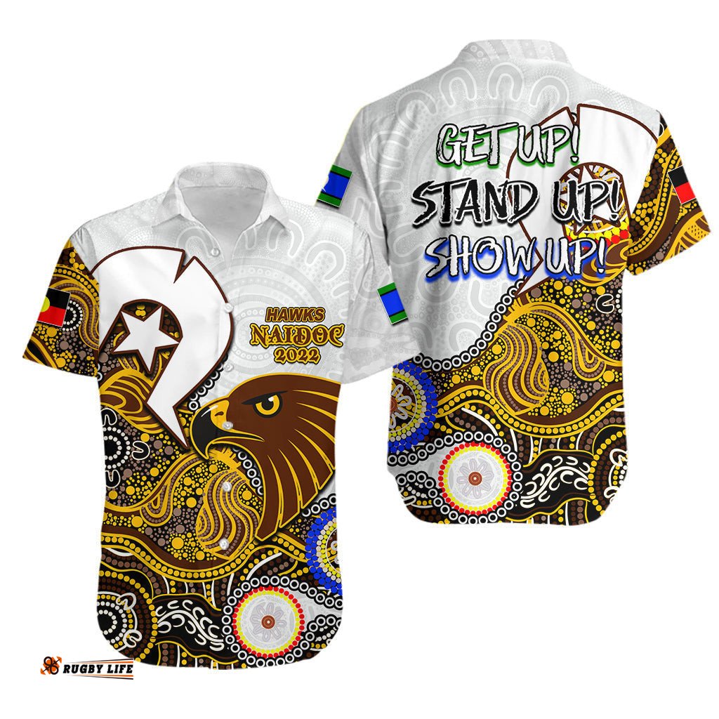 Hawks Australian Football Hawaiian Shirt NAIDOC Patterns