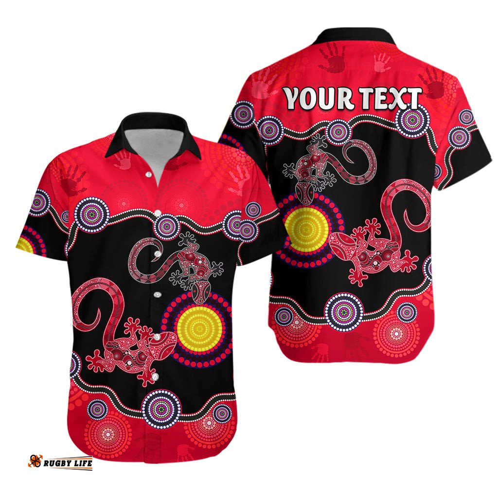 Custom Personalised Aboriginal Lizard Hawaiian Shirt Attracted Australia Version Red