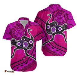 Aboriginal NAIDOC Week Purple Turtle Ostrich Hawaiian Shirt 0