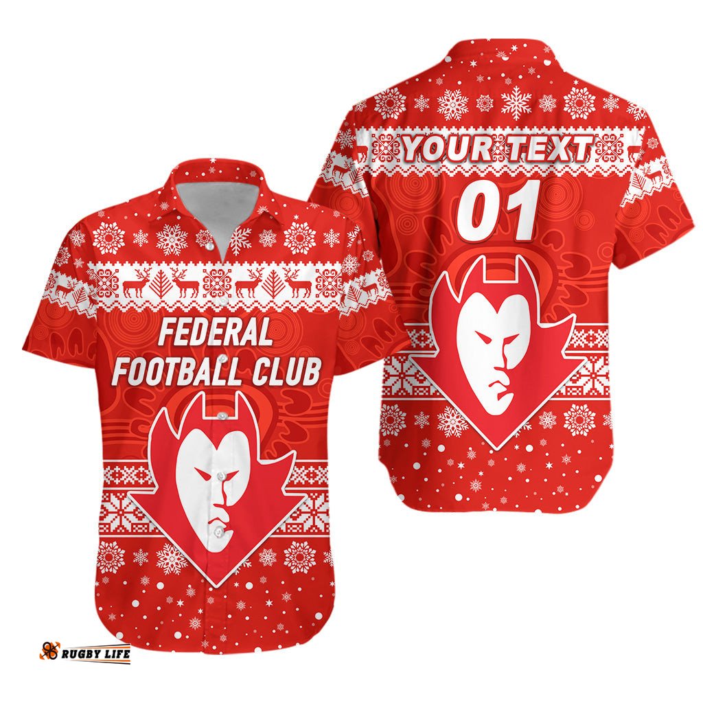 Custom Personalised Federal Football Club Hawaiian Shirt Christmas Simple Style Red