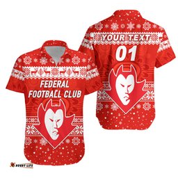 Custom Personalised Federal Football Club Hawaiian Shirt Christmas Simple Style Red