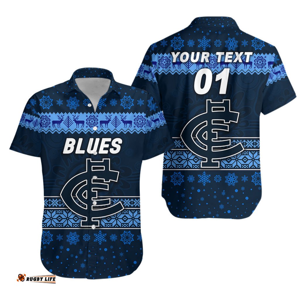 Custom Personalised Carlton Blues Hawaiian Shirt Christmas Simple Style