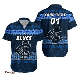 Custom Personalised Carlton Blues Hawaiian Shirt Christmas Simple Style