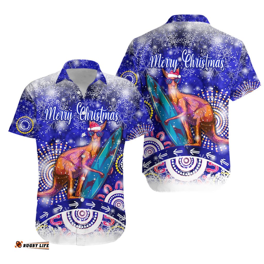 Australian Kangaroo Christmas Hawaiian Shirt Original Style Blue
