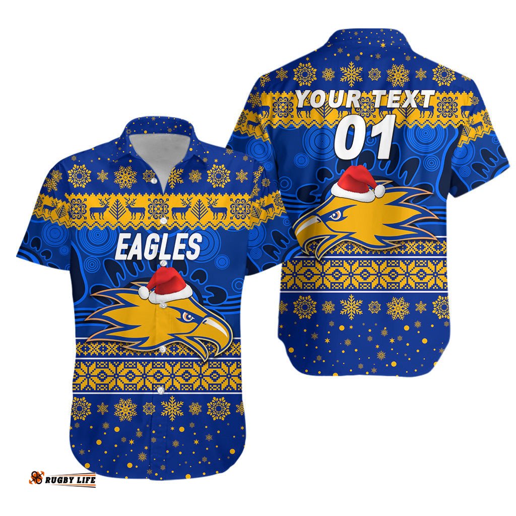 Custom Personalised West Coast Eagles Hawaiian Shirt Christmas Simple Style Blue