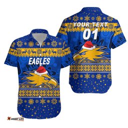 Custom Personalised West Coast Eagles Hawaiian Shirt Christmas Simple Style Blue