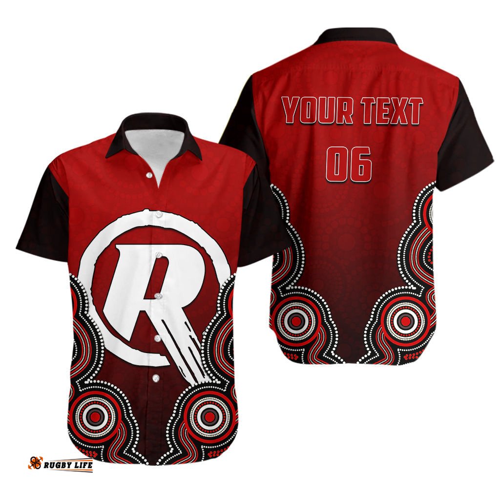Custom Personalised And Number Melbourne Renegades Hawaiian Shirt Cricket Aboriginal Style