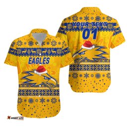 Custom Personalised West Coast Eagles Hawaiian Shirt Christmas Simple Style Gold