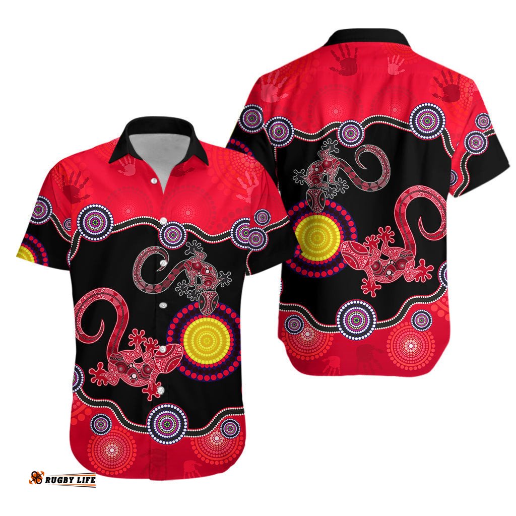 Aboriginal Lizard Hawaiian Shirt Attracted Australia Version Red