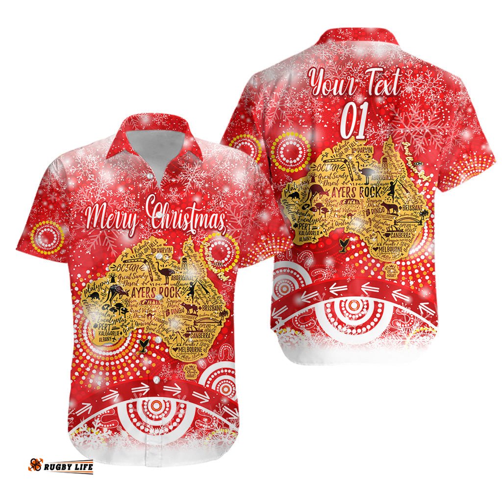 Custom Personalised Australia Map Christmas Hawaiian Shirt Original Style Red