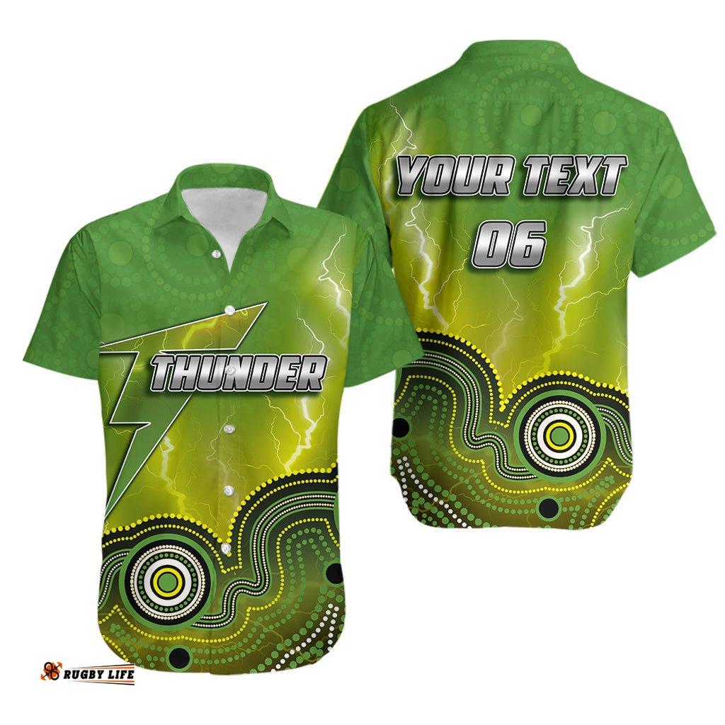 Custom Personalised And Number Sydney Thunder Hawaiian Shirt Cricket Aboriginal Style