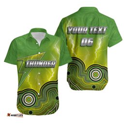 Custom Personalised And Number Sydney Thunder Hawaiian Shirt Cricket Aboriginal Style