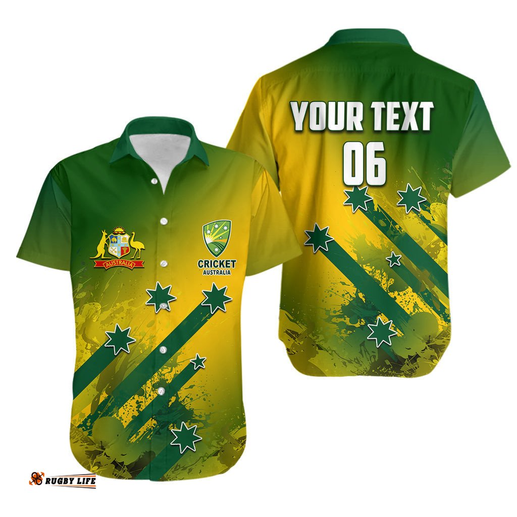 Custom Personalised And Number Cricket Hawaiian Shirt Australian Cricket Special Style