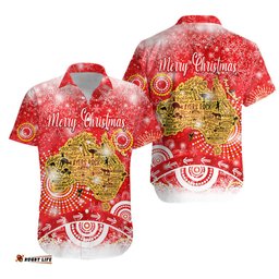 Australia Map Christmas Hawaiian Shirt Original Style Red