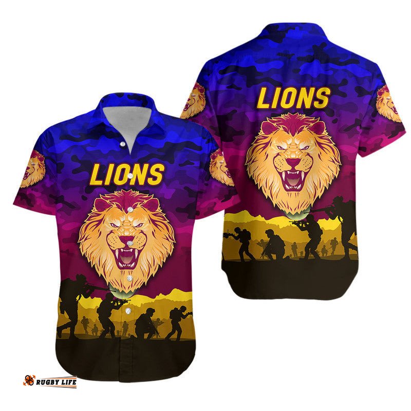Brisbane Lions ANZAC Hawaiian Shirt Simple Style