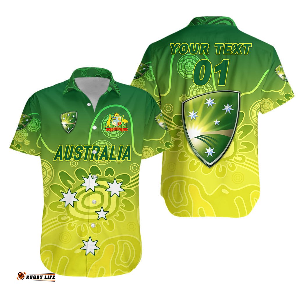 Custom Personalised Australia Men Cricket Team Hawaiian Shirt Indigenous Style