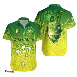 Custom Personalised Australia Men Cricket Team Hawaiian Shirt Indigenous Style