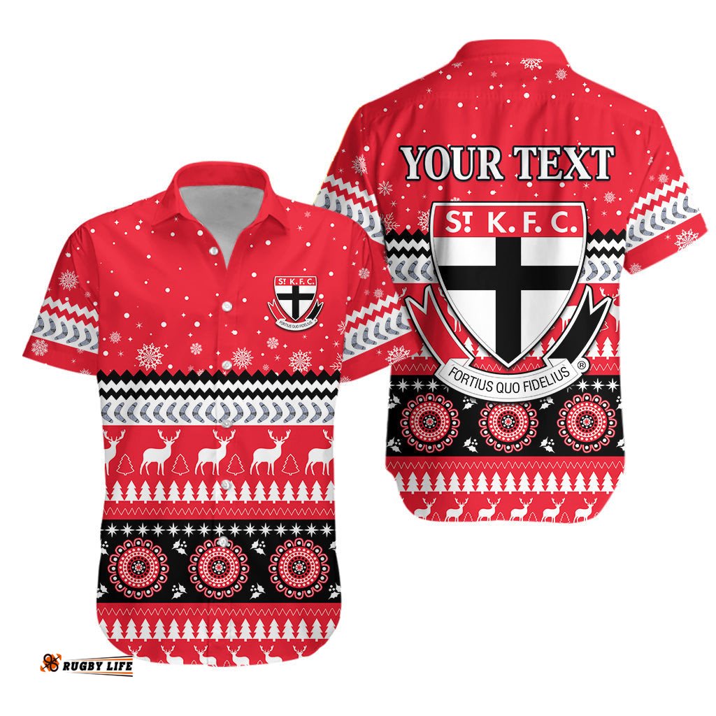 Custom Personalised Saints Christmas Hawaiian Shirt Indigenous St Kilda Football