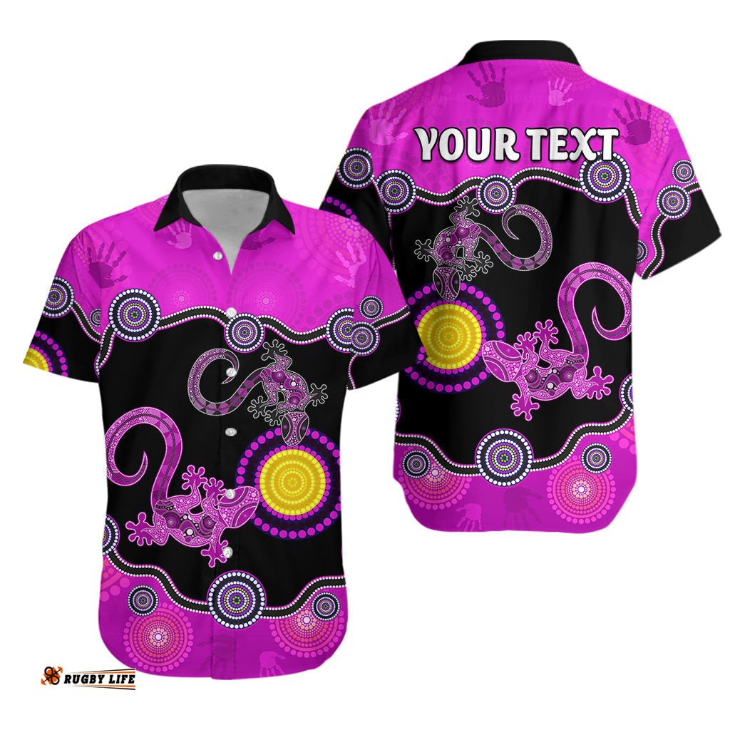 Custom Personalised Aboriginal Lizard Hawaiian Shirt Attracted Australia Version Purple