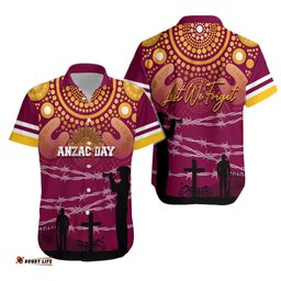 Broncos Rugby Hawaiian Shirt ANZAC Day Barb Wire Style