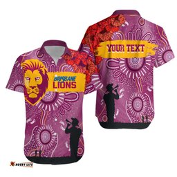 Custom Personalised Brisbane Lions Indigenous ANZAC Day Hawaiian Shirt We Will Remember