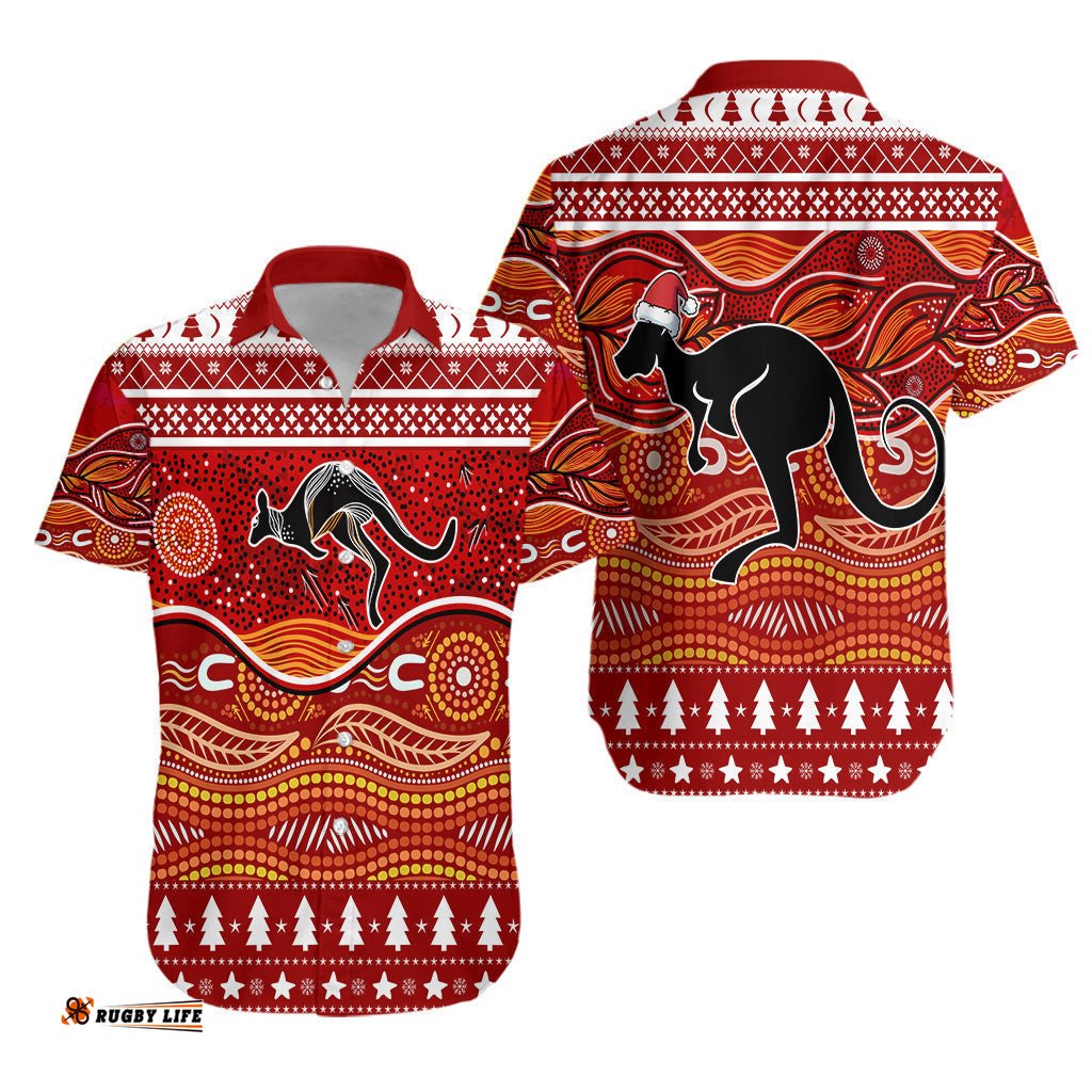 Kangaroo Aboriginal Art Indigenous Christmas Hawaiian Shirt