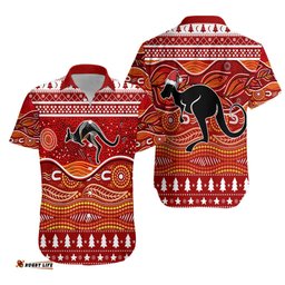 Kangaroo Aboriginal Art Indigenous Christmas Hawaiian Shirt