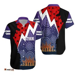 Melbourn Storm Rugby Hawaiian Shirt ANZAC Day Thunder Style