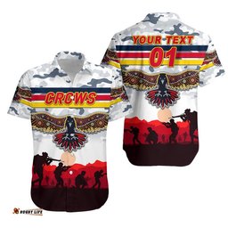 Custom Personalised Adelaide Crows ANZAC Hawaiian Shirt Simple Style White