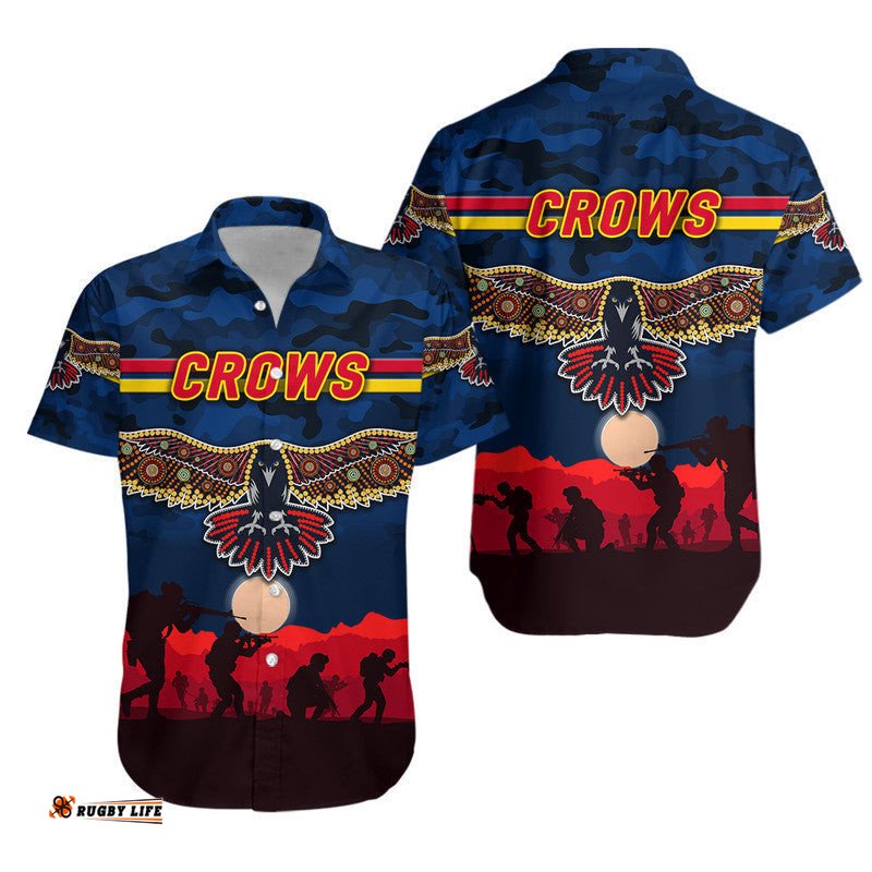 Adelaide Crows ANZAC Hawaiian Shirt Simple Style Navy Blue