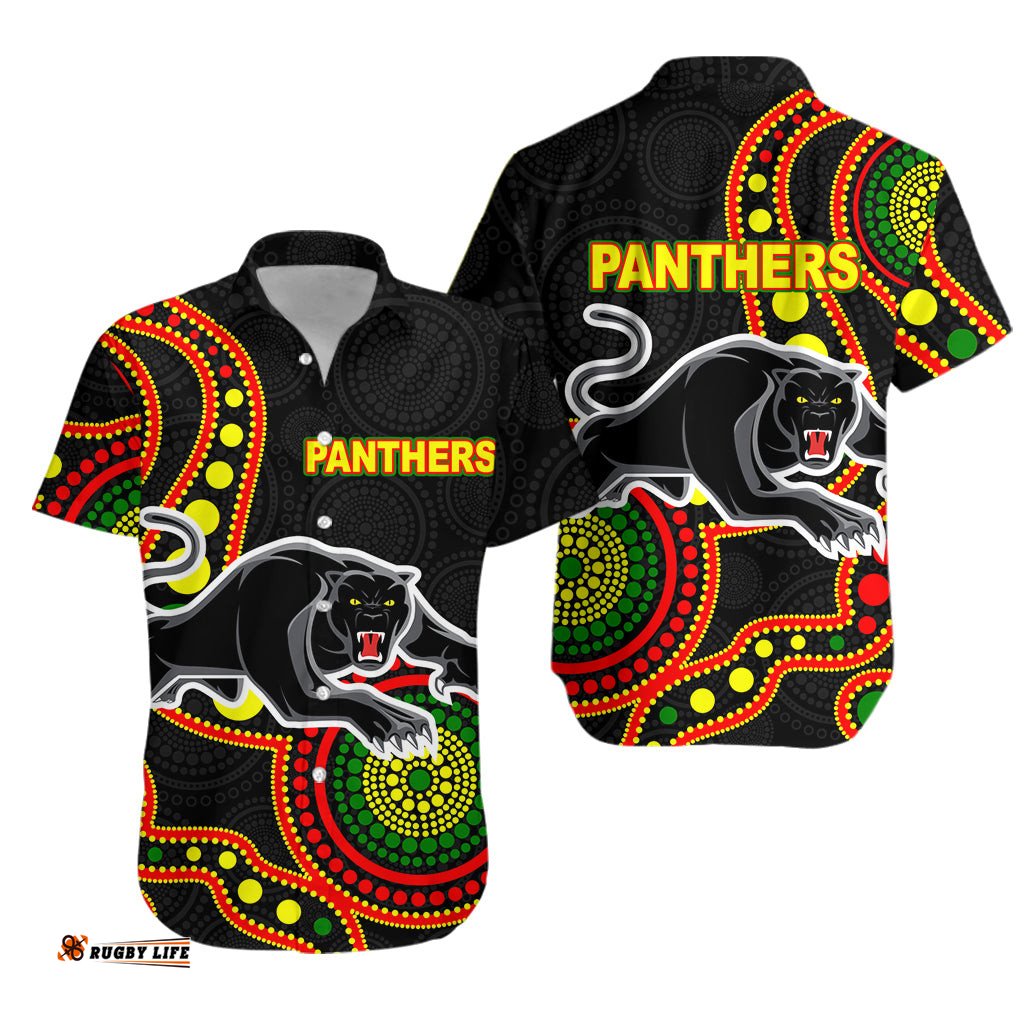 Panthers Hawaiian Shirt Aboriginal Dot Painting