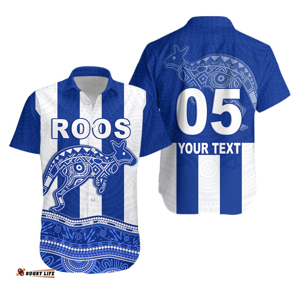 Custom Personalised Roos Indigenous Hawaiian Shirt North Melbourne Football Custom Text and Number