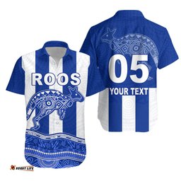 Custom Personalised Roos Indigenous Hawaiian Shirt North Melbourne Football Custom Text and Number