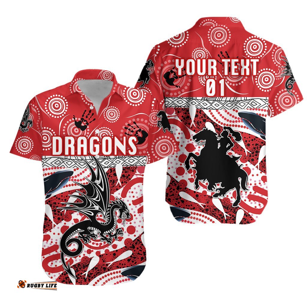 Custom Personalised St. George Dragons Hawaiian Shirt Indigenous Vibes, Custom Text And Number