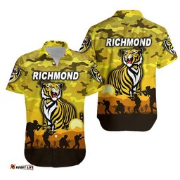 Richmond Tigers ANZAC Hawaiian Shirt Simple Style Yellow