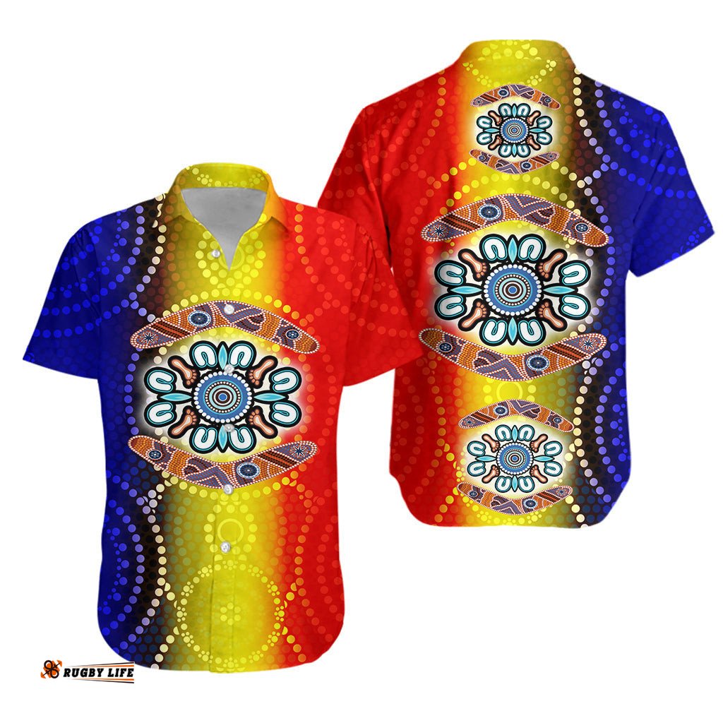 Aboriginal Indigenous Boomerang Colorful Hawaiian Shirt 0