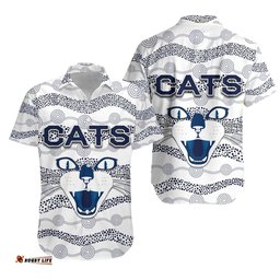 Geelong Hawaiian Shirt Cats Indigenous White