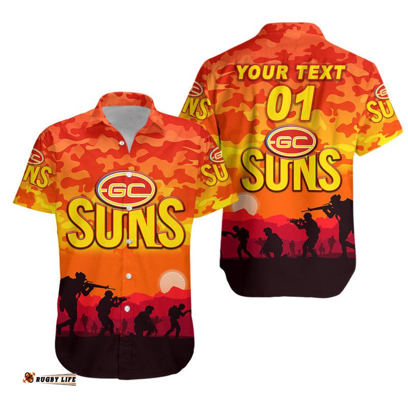 Custom Personalised Gold Coast Suns ANZAC Hawaiian Shirt Simple Style