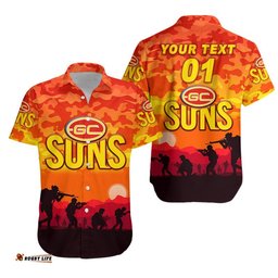 Custom Personalised Gold Coast Suns ANZAC Hawaiian Shirt Simple Style