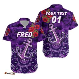 Custom Personalised Fremantle Dockers ANZAC Hawaiian Shirt Freo Indigenous Vibes